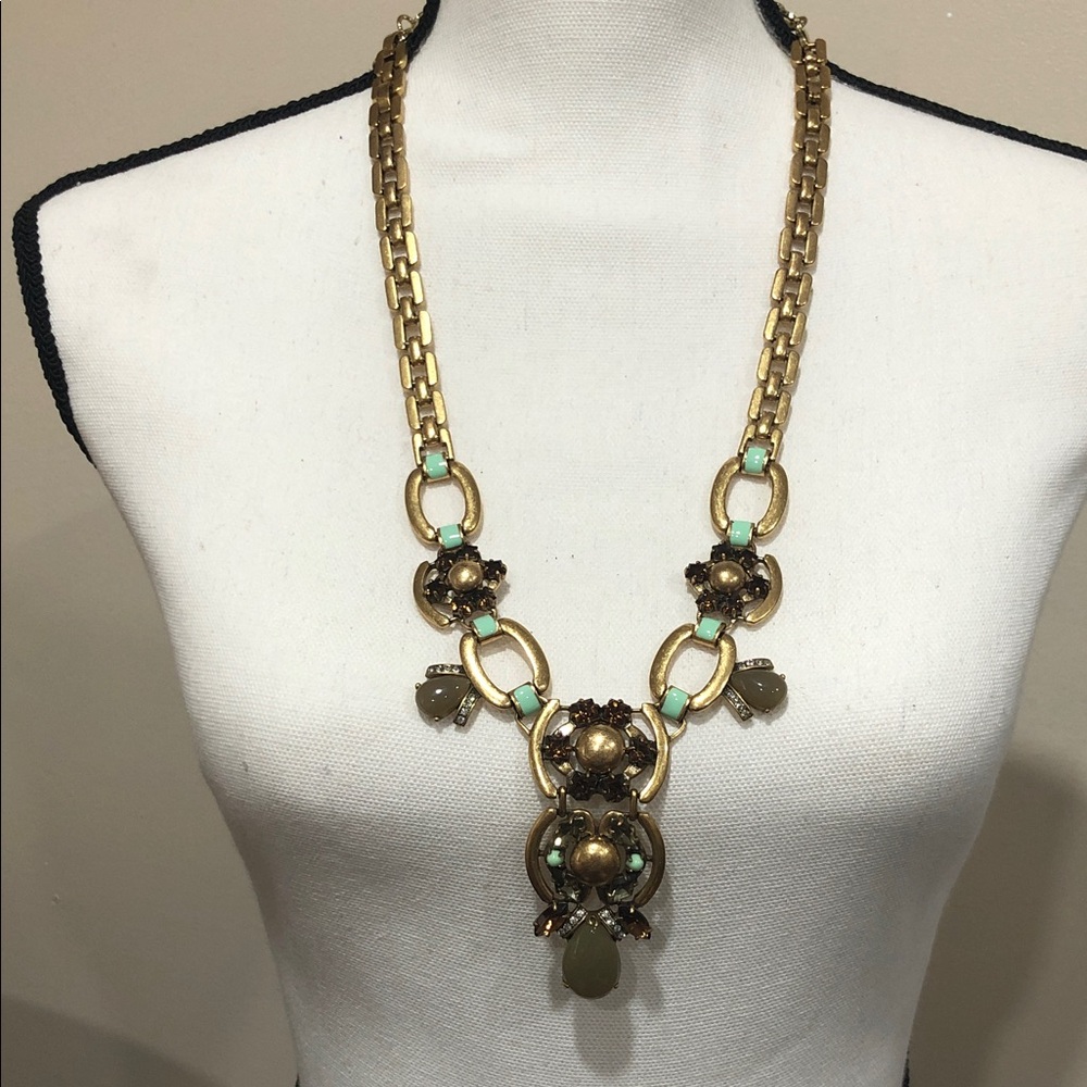 Stella & Dot Livvy Gold and Green Necklace